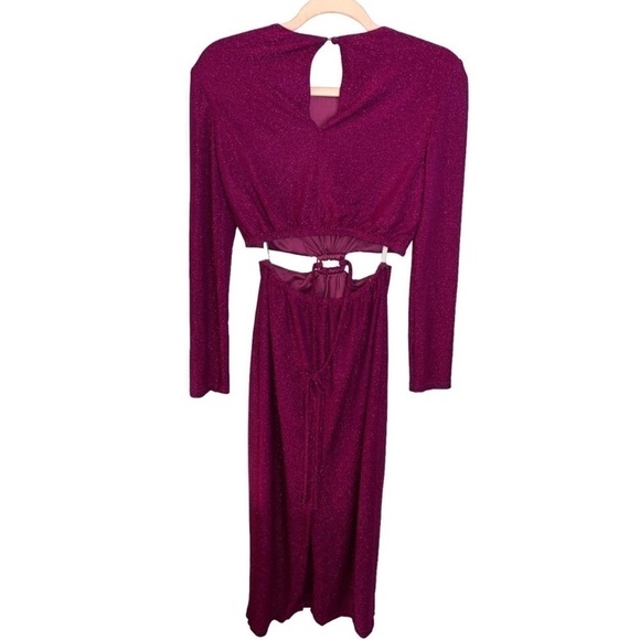 ML MONIQUE LHUILLIER Long Sleeve Knit Maxi Dress Cut Out 6 BARBIE Core Easter - Picture 11 of 15